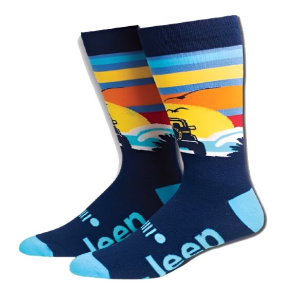 Jeep Sunset Beach Dress Socks NEW Fast Ship - Picture 1 of 4
